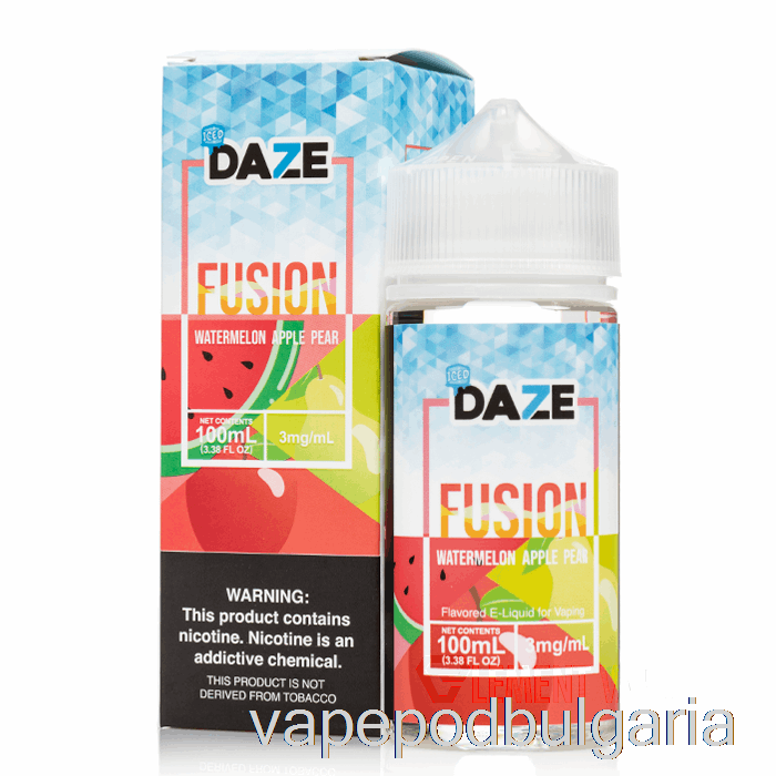 Vape Bulgaria ледена диня ябълка круша - 7 Daze Fusion - 100ml 3mg